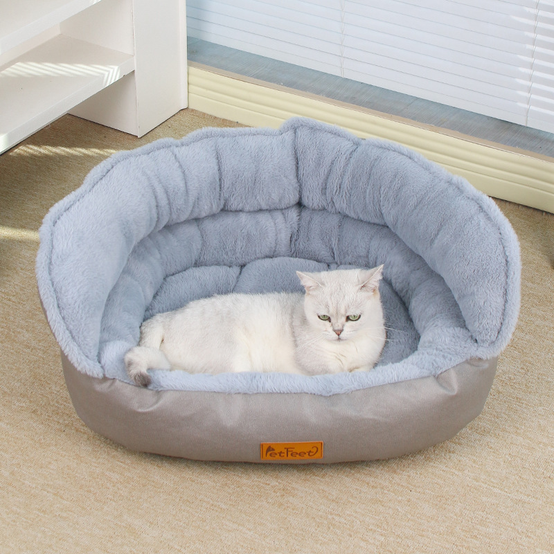 跨境大靠背冬季保暖毛绒猫窝狗窝通用睡觉宠物窝垫子批发圣诞节