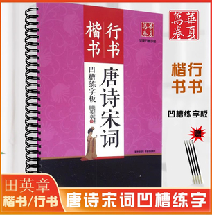 华夏万卷 唐诗宋词凹槽练字板楷书行书田英章书 硬笔书法小学初中高中学生成人字帖 大学男女生临摹描红手写体
