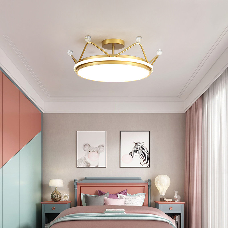 皇冠儿童房公主房灯卧室灯吸顶灯led现代简约创意男孩女孩房间灯