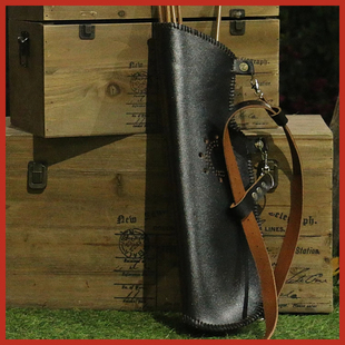 箭包斜跨牛皮蒙古弓传统弓传统手工腰带箭包纯手工牛皮定制骑射