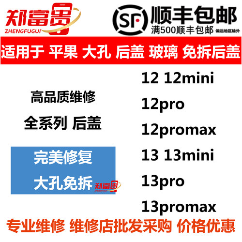 大孔后盖玻璃12pro13pro