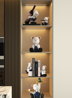 暴力熊摆件高级感网红酒柜套装现代轻奢客厅玄关电视背景墙装饰品