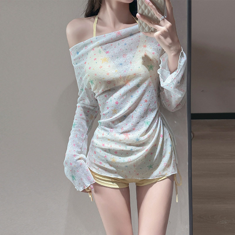 泳衣女高级感2025新款长袖海边度假三件套分体纯欲性感泳装