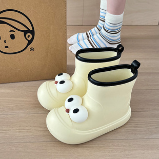 厚底外穿雨靴女春季 户外ins潮韩版 拼接糖果色四季 粗筒高帮靴胶鞋