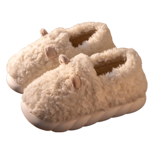 棉拖鞋女可爱小绵羊情侣冬季室内居家居男包跟保暖防滑毛绒月子鞋