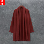 春秋佛系中国风男装 伴郎服古代茶服礼服汉服戏服亚麻长袍 外套中式