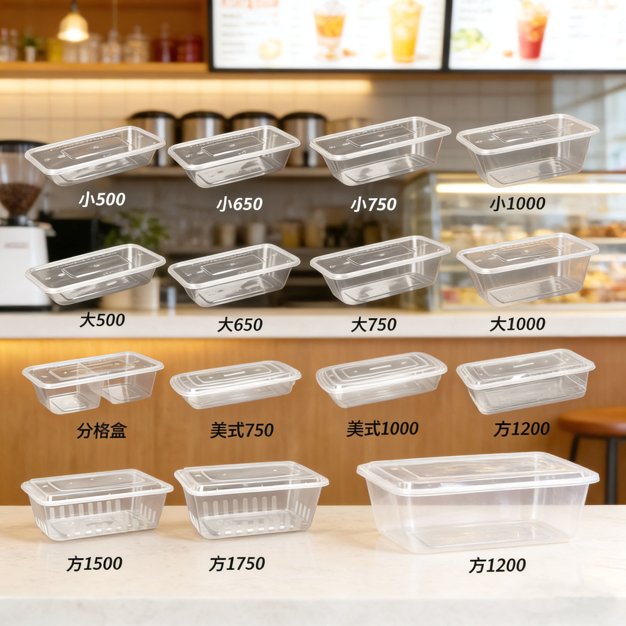 一次性餐盒长方形塑料外卖打包盒外卖透明加厚保鲜快餐便当饭盒子