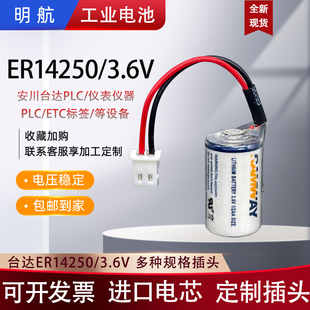 ER14250台达1 2AA锂电池PLC仪器睿仪表3.6V探头ETC编程1200毫安奕