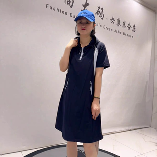 3799女权贵族夏款新品速干面料半拉链两侧带兜连帽连衣裙加大码