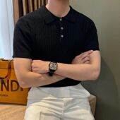 百搭轻奢翻领针织短袖 夏季 男士 麻花Polo衫 上衣2026 简约休闲套头式