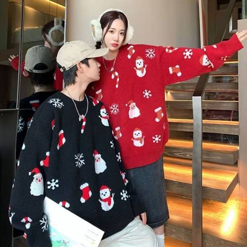 新年圣诞情侣装秋冬季毛衣服2025新款爆款roora韩系慵懒风外套潮