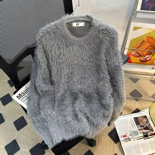 潮流慵懒风宽松情侣线衣 加厚马海毛针织衫 高级感软糯毛衣男款 冬季