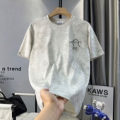 扎染短袖 简约印花T恤情侣装 t恤男女宽松百搭五分中袖 落肩上衣夏季