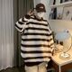 黑白条纹毛衣男潮牌冬季 加厚撞色线衣外套日系复古慵懒圆领针织衫
