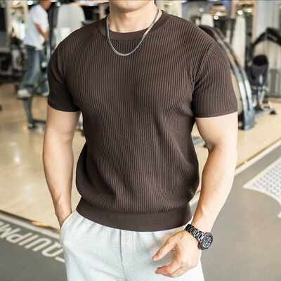2026夏款男士跑步训练运动健身上衣透气短袖t恤男款高弹纯色半袖