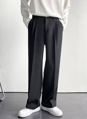垂坠感休闲小西裤男士直筒宽松潮流炸街百搭男装西装裤春季ins潮