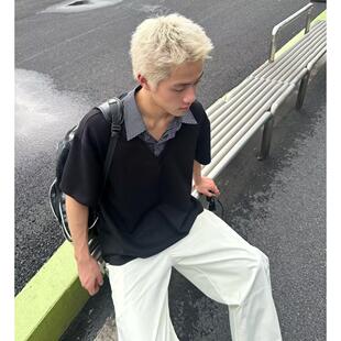 学院风格子polo衫短袖男夏季美式高街翻领T恤cleanfit情侣装半袖