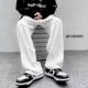 子男款 男裤 直筒宽松阔腿裤 薄款 白色冰丝裤 夏天沙滩裤 夏季 休闲长裤