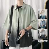 夏季 冰丝短袖 衬衫 男士 港风ins潮流半袖 衬衣休闲百搭宽松麻棉上衣