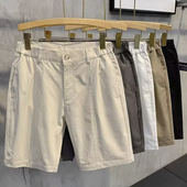 夏季 潮牌宽松直筒中裤 白色短裤 2025新款 男士 休闲五分裤 外穿沙滩裤
