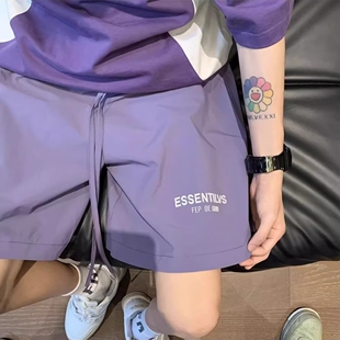 多巴胺红色速干休闲短裤男女款夏季户外跑步轻薄透气大码五分裤子