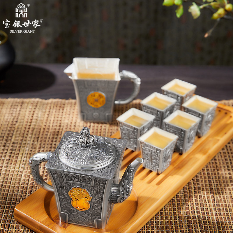 999 Foot Silver teapot tea set suit Pitcher  Make tea kettle Handmade silver teacup One hundred Choi Hannaford tea setin the Tableware , Tea set , Kung Fu Tea  category - from Buy2taobao.com to provide professional Taobao agent buy service