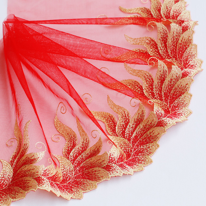 21cm宽彩色网纱刺绣花边车载芭芘娃娃头饰发饰蕾丝宽边布料辅料