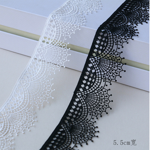 口配饰5.5cm宽 饰手工制作衣边袖 亲们黑色花边有货了 黑白色裙摆装
