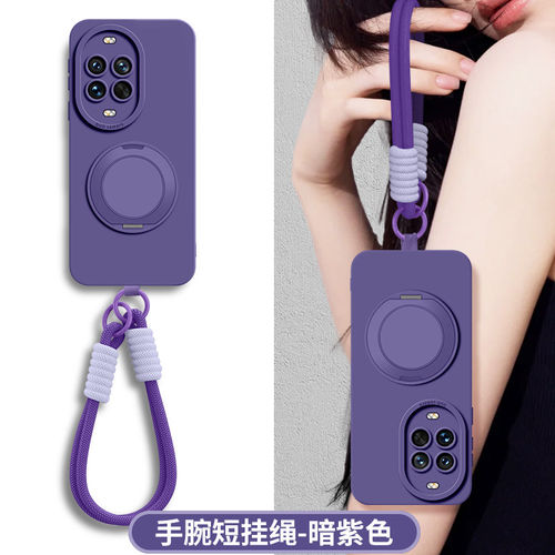 旋转支架适用华为nova15手机壳新款14ultra高级感腕带手绳13pro全包防摔12液态硅胶9se男女10斜挎长8/7软外后
