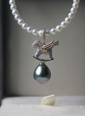 小马吊坠天然海水大溪地珍珠