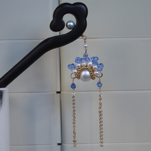 花开童年黑檀木发簪新中式天然淡水珍珠刀马旦国风古风盘发簪子