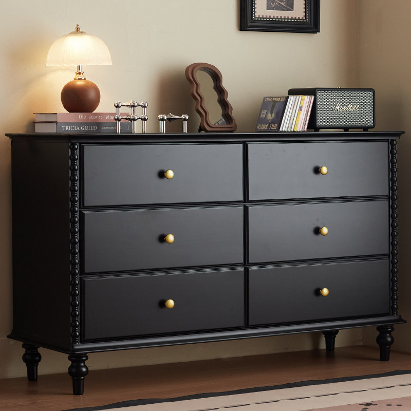 五斗柜复古收纳柜全实木法式客厅中古风美式抽屉储物柜组合边柜