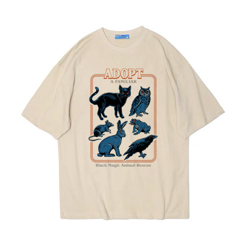 黑魔法动物搞怪趣味阿美咔叽美式复古vintage男女纯棉T恤teeshirt