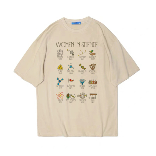 女科学家 大学理科生穿搭复古vintage短袖bf男女情侣T恤纯棉tee