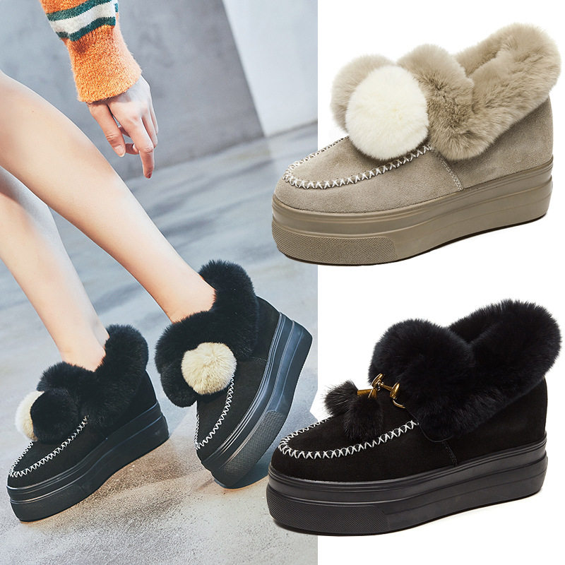 2025冬款毛毛鞋真皮女鞋厚底内豆豆鞋防滑保暖雪地靴冬季甜美,女鞋,时尚雪地靴,淘宝优惠券,粉丝福利购,淘宝优惠卷