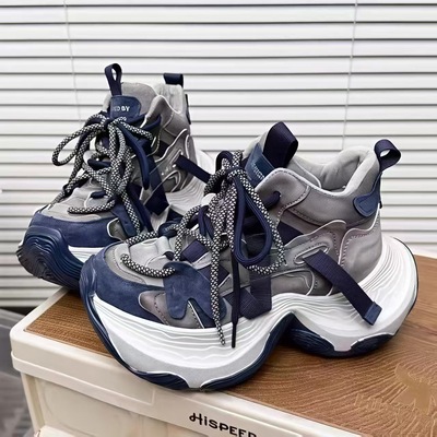 【梵芙娜】松糕厚底老爹鞋女2025冬新款双鞋带增高加绒棉鞋运动鞋