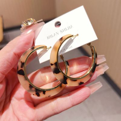 欧美大气豹纹圈圈耳环