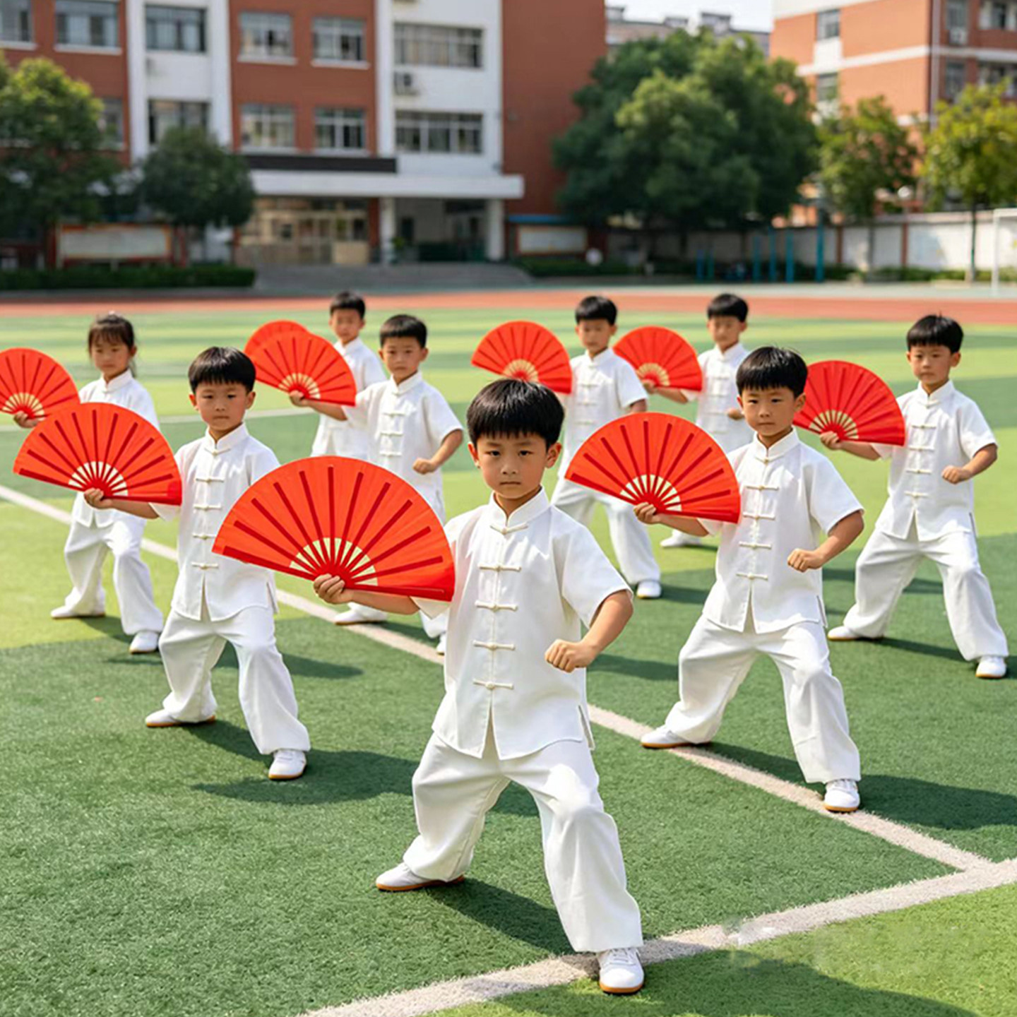 六一儿童太极服长短袖男女童武术练功服学校运动会功夫扇演出服装