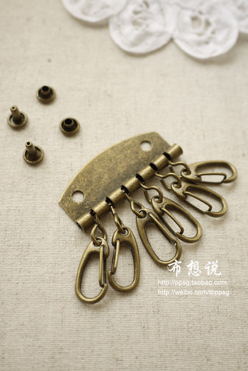 手工diy辅料青古铜合金六齿钥匙排配铆钉图片