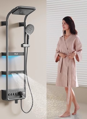 德国德希顿DXD6035恒温淋浴花洒套装白色家用一体置物收纳淋浴屏