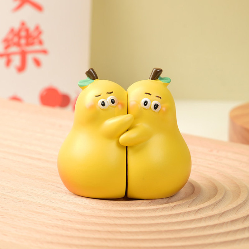 网红款不梨不弃可爱桌面摆件树脂创意情侣桌面装饰家居办工桌礼品