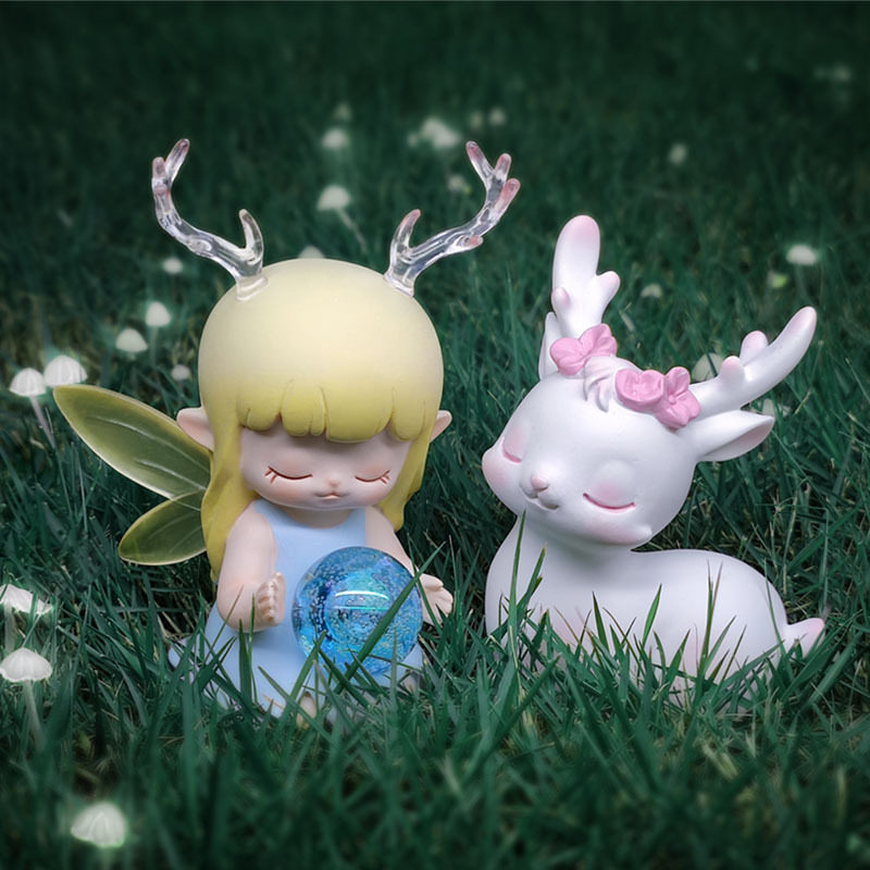 梦幻少女卡通可爱鹿女孩房床头发光夜灯儿童桌面装饰摆件生日礼物