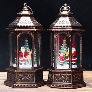 复古色圣诞老人风灯充电音乐盒小夜灯圣诞节日氛围灯光装饰品礼物