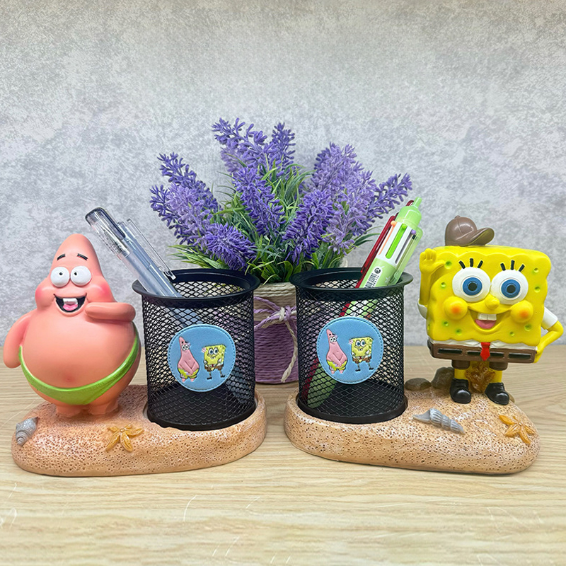 笔筒创意可爱海洋宝宝与五角粉红星笔筒学生收纳摆件儿童男孩礼物