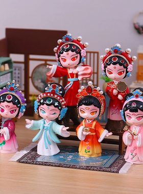 新中式国潮古风戏曲戏影流光摆件京剧脸谱家居装饰品创意生日礼物