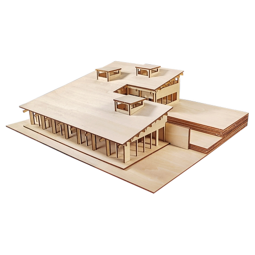 山语间建筑沙盘别墅木质模型景观仿真拼装DIY手工模型