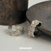 精工拉丝工艺权志龙同款 永恒情侣对戒开口指环 小雏菊戒指带钻经典