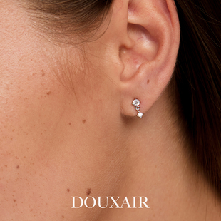 DouxAir纯银镶锆小耳钉纯银超闪钻迷你袖珍耳饰品日常通勤养耳洞