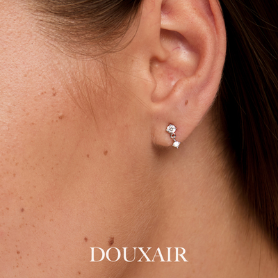 DouxAir纯银镶锆小耳钉纯银超闪钻迷你袖珍耳饰品日常通勤养耳洞