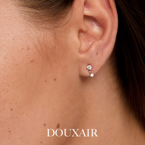 DouxAir纯银镶锆小耳钉纯银超闪钻迷你袖珍耳饰品日常通勤养耳洞